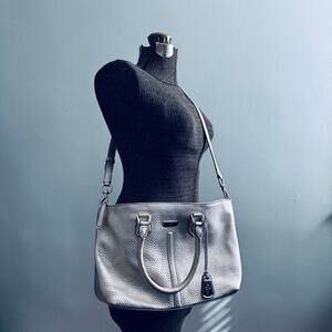 Cole Haan platinum gold leather crossbody large tote